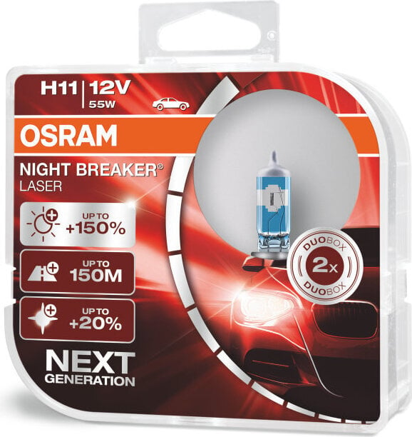 Automobilinės lemputės Osram Night Breaker Laser (Next Generation) H11, 2 vnt. kaina ir informacija | Automobilių lemputės | pigu.lt