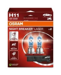 Автомобильные лампочки OSRAM Night Breaker Laser (Next Generation) H11, 2 шт. цена и информация | Автомобильные лампочки | pigu.lt