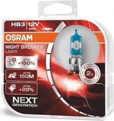 Automobilinės lemputės Osram Night Breaker Laser (Next Generation) HB3/9005, 2 vnt. kaina ir informacija | Automobilių lemputės | pigu.lt