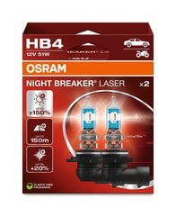 Автомобильные лампочки OSRAM Night Breaker Laser (Next Generation) HB4, 51W цена и информация | Автомобильные лампочки | pigu.lt