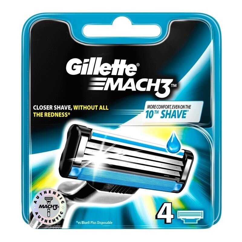 Skustuvo galvutės Gillette Mach 3, 4 vnt. цена и информация | Skutimosi priemonės ir kosmetika | pigu.lt