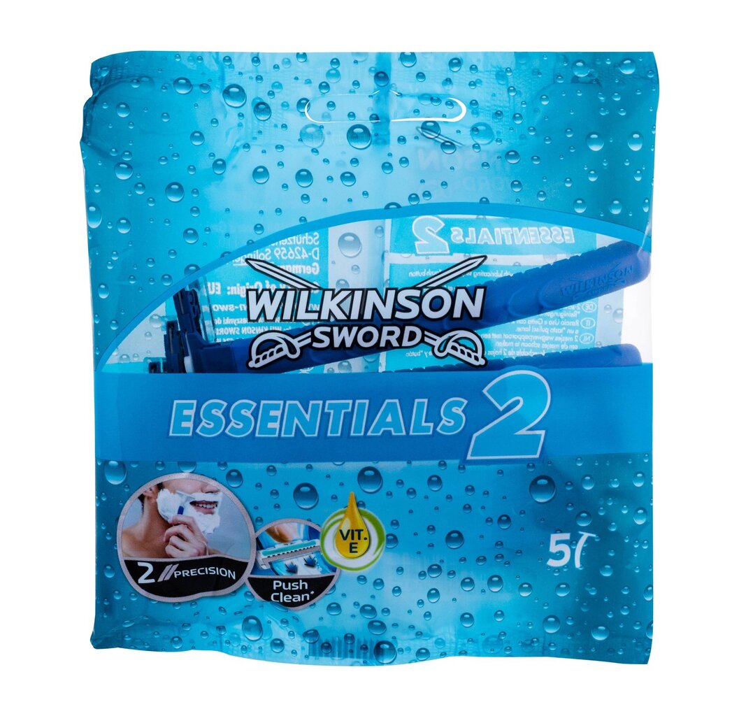 Vienkartiniai skustuvai Wilkinson Sword Essentials 2 vyrams 5 vnt. цена и информация | Skutimosi priemonės ir kosmetika | pigu.lt