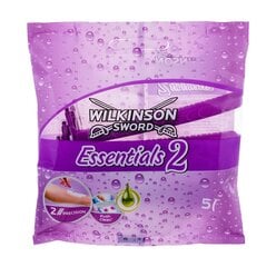 Vienkartiniai skustuvai Wilkinson Sword Essentials 2 moterims 5 vnt kaina ir informacija | Skutimosi priemonės ir kosmetika | pigu.lt