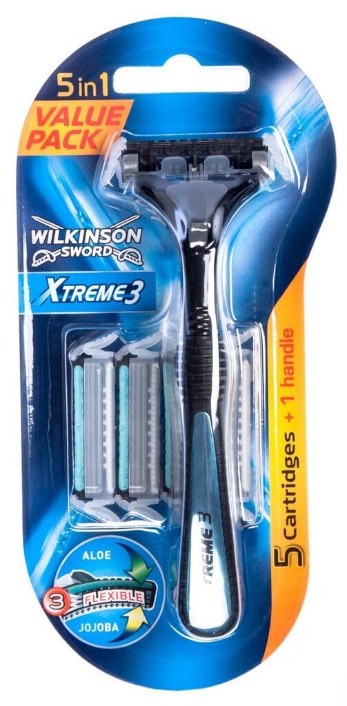 Skustuvas Wilkinson Sword Xtreme 3 Hybrid + 5 peiliukai vyrams цена и информация | Skutimosi priemonės ir kosmetika | pigu.lt