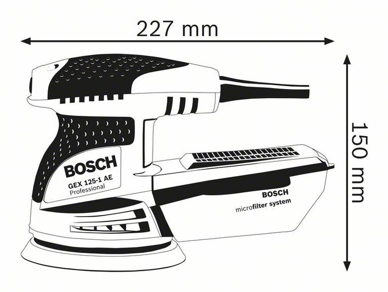 Ekscentrinis šlifuoklis Bosch GEX 125-1, be akumuliatoriaus ir įkroviklio kaina ir informacija | Šlifuokliai | pigu.lt