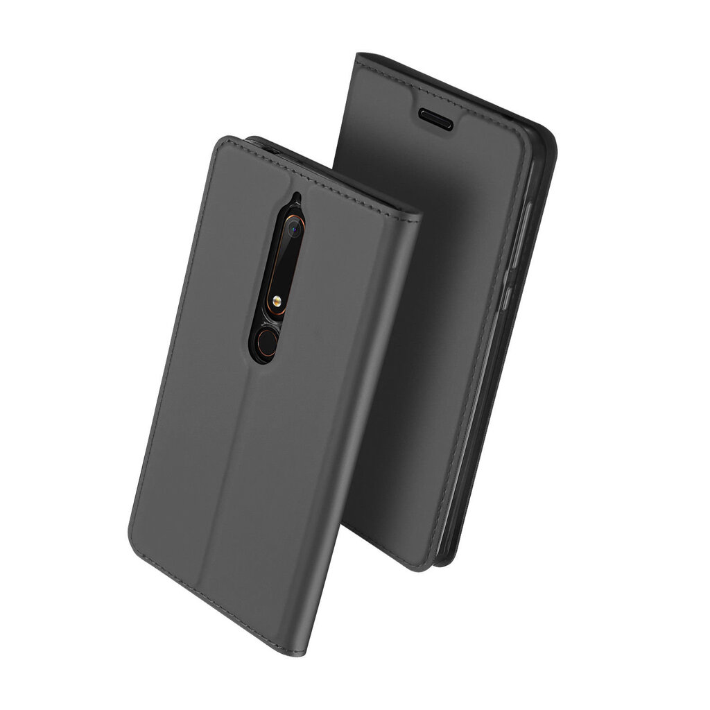 Atverčiamas dėklas Dux Ducis Premium Magnet telefonui Nokia 6.1 ir Nokia 6 (2018), pilka kaina ir informacija | Telefono dėklai | pigu.lt