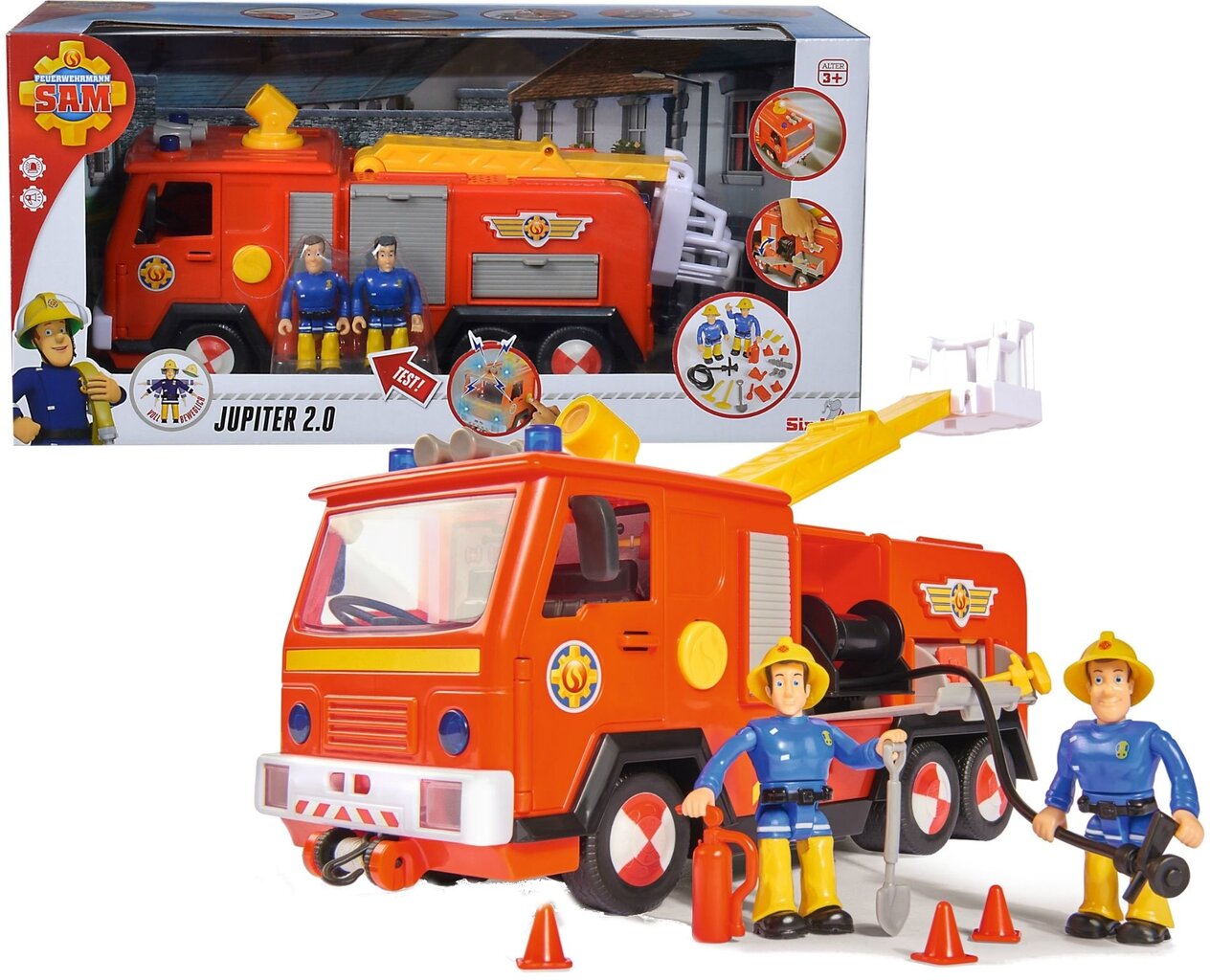 Gaisrinė mašina su šviesomis ir garsais Simba Dickie Toys Fireman Sam (Ugniagesys Semas) Jupiter + 2 figūrėlės kaina ir informacija | Žaislai berniukams | pigu.lt