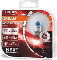 Автомобильная лампа OS64151NL-HCB Osram OS64151NL-HCB H3 55W 12V (2 Предметы) цена и информация | Автомобильные лампочки | pigu.lt