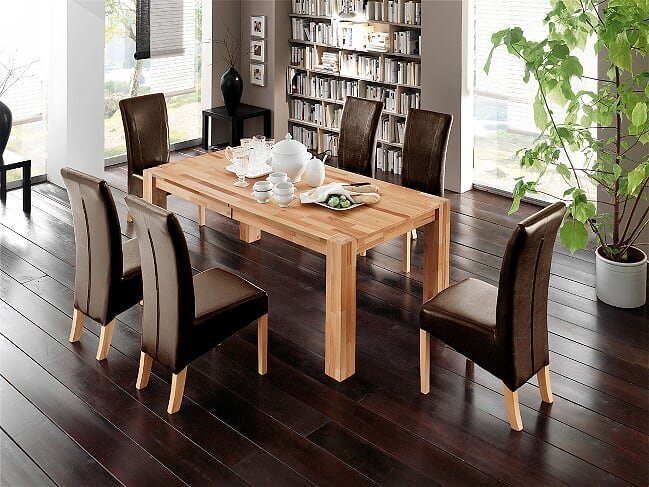Išskleidžiamas valgomojo stalas Peter, 140/220x80 cm, rudas цена и информация | Virtuvės ir valgomojo stalai, staliukai | pigu.lt