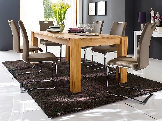 Išskleidžiamas valgomojo stalas Peter, 140/220x80 cm, rudas kaina ir informacija | Virtuvės ir valgomojo stalai, staliukai | pigu.lt