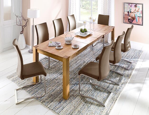 Išskleidžiamas valgomojo stalas Peter, 200/300x100 cm, rudas kaina ir informacija | Virtuvės ir valgomojo stalai, staliukai | pigu.lt