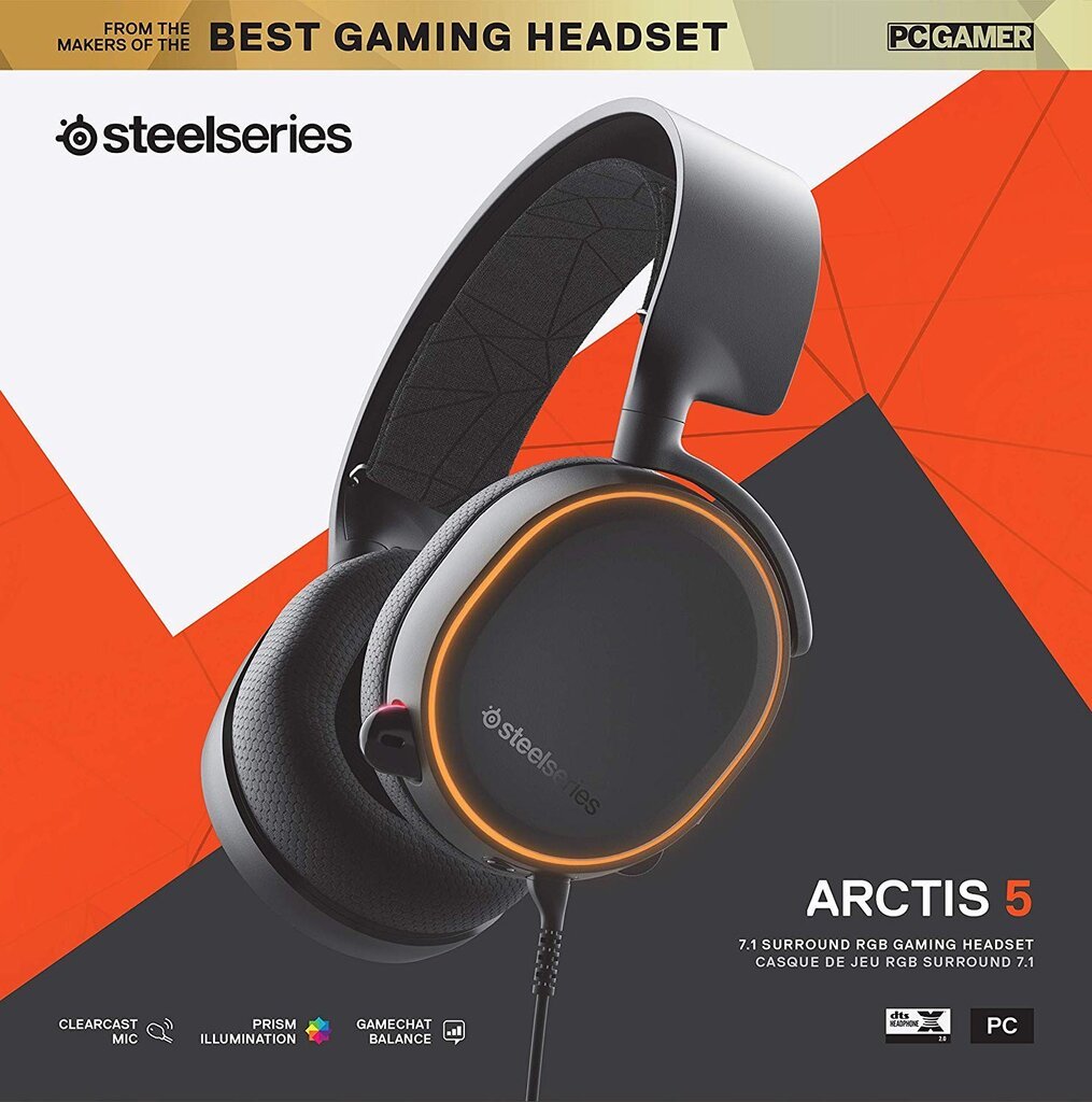 SteelSeries Arctis 5 2019 Edition RGB 7.1 Black kaina ir informacija | Ausinės | pigu.lt