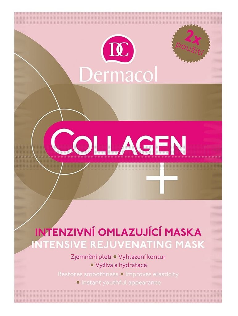 Veido kaukė Dermacol Collagen+ 2 x 8 g kaina ir informacija | Veido kaukės, paakių kaukės | pigu.lt