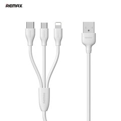 Remax RC-109th Remax RC-109th Плоский USB 3в1 Сет Кабеля USB на Micro USB / Lightning / Type-C 1m Белый (Plastic Tube box) цена и информация | Кабели для телефонов | pigu.lt