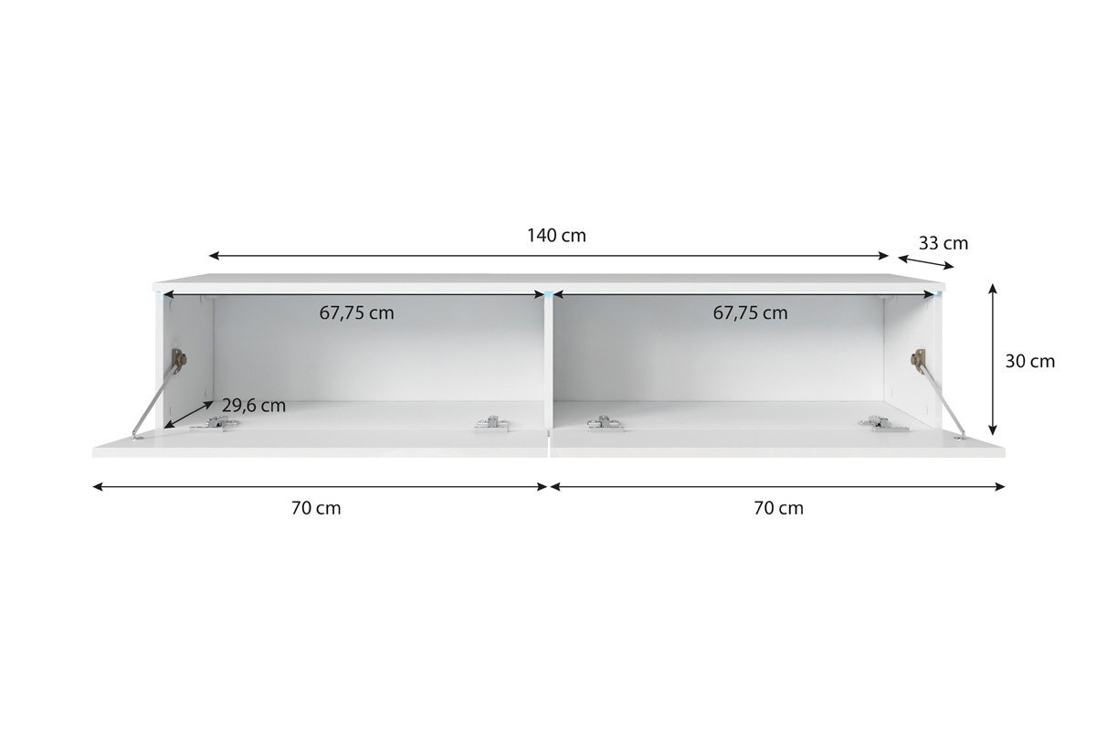 TV staliukas Kane 140 LED, baltas kaina ir informacija | TV staliukai | pigu.lt