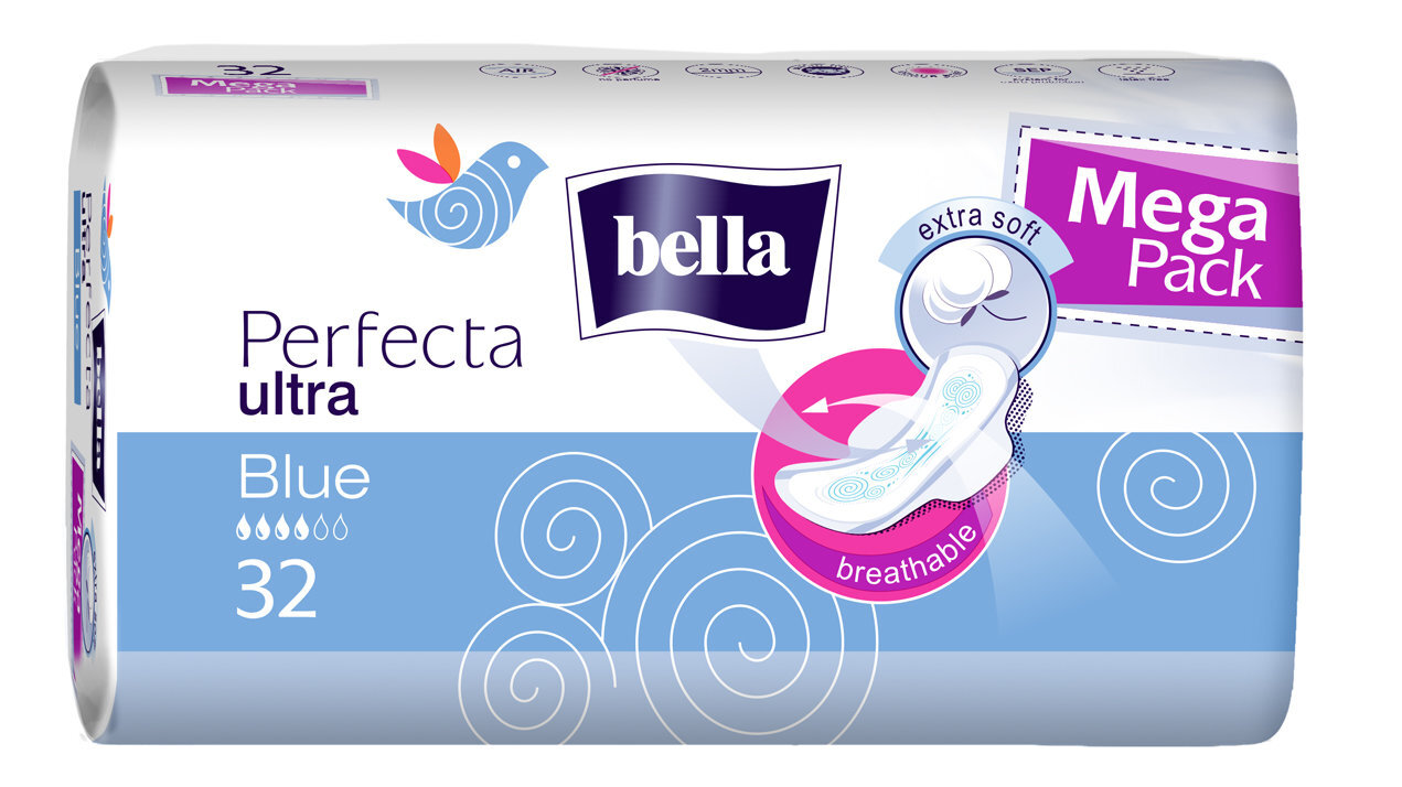 BELLA ULTRA higieniniai paketai Perfecta Blue 32vnt kaina ir informacija | Tamponai, higieniniai paketai, įklotai | pigu.lt