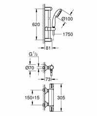 Grohe Grohetherm 800 термостат для душа с комплектом душа tempesta II, хром 34565001 цена и информация | Grohe Душевые кабины и оборудование | pigu.lt