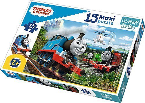Dėlionė Maxi Trefl "Važiuojantis traukinukas Tomas" Thomas&Friends, 15 d. kaina ir informacija | Dėlionės (puzzle) | pigu.lt