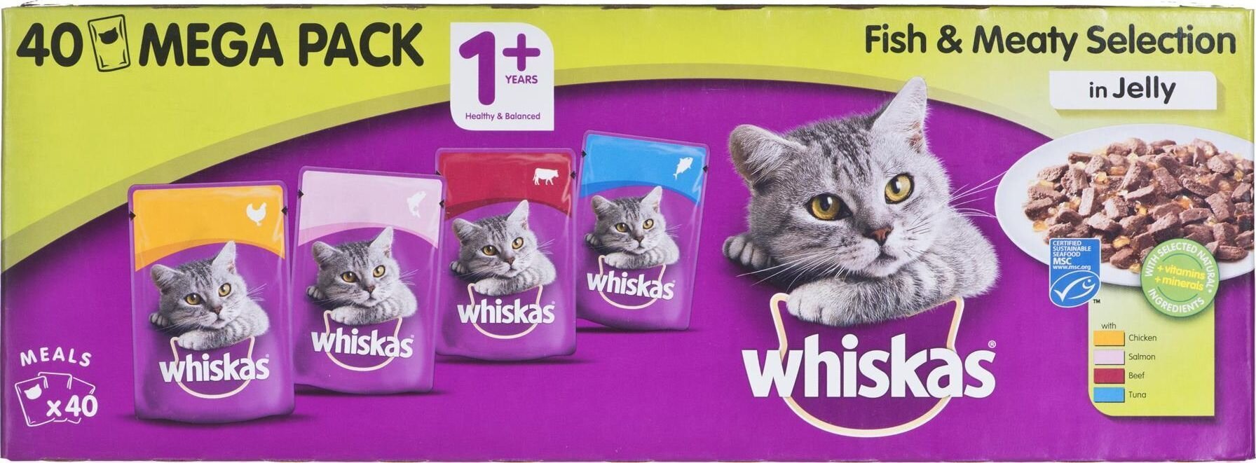 Whiskas konservuoto maisto katėms rinkinys, 40x100 g kaina ir informacija | Konservai katėms | pigu.lt