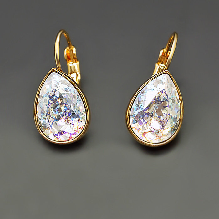 Auskarai moterims DiamondSky „Crystal Drop (White Patina)“ su Swarovski kristalais