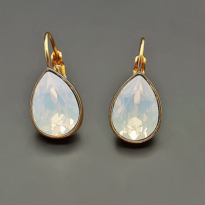 Auskarai moterims DiamondSky „Crystal Drop (White Opal)“ su Swarovski kristalais