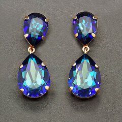 Auskarai moterims DiamondSky „Crystal Drop III (Bermuda Blue)“ su Swarovski kristalais kaina ir informacija | Auskarai | pigu.lt