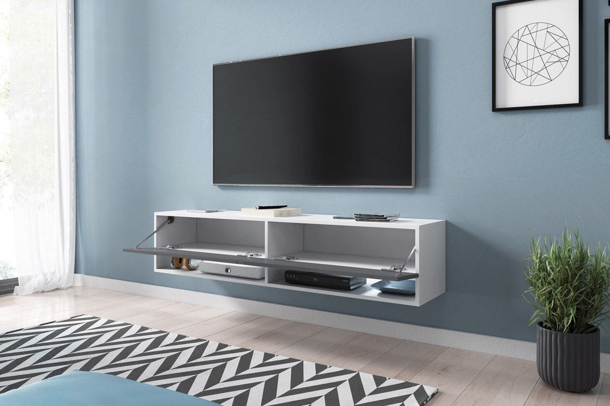 TV staliukas Wander LED 140 cm, baltas/pilkas kaina ir informacija | TV staliukai | pigu.lt