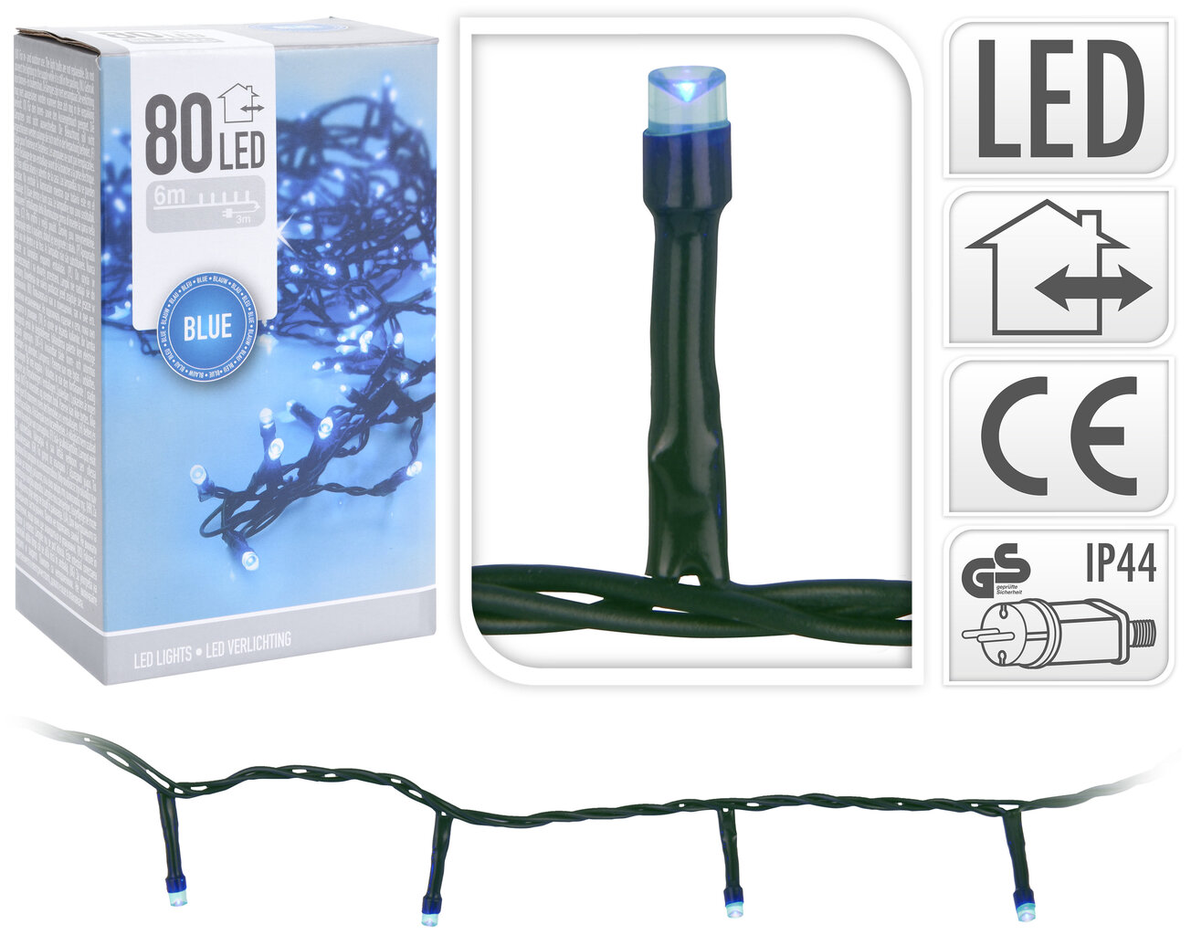 Kalėdinė girlianda, 80 LED kaina ir informacija | Girliandos | pigu.lt