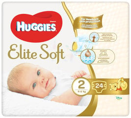 Sauskelnės HUGGIES Elite Soft, 2 dydis, 4-6 kg, 24 vnt. kaina ir informacija | Sauskelnės | pigu.lt