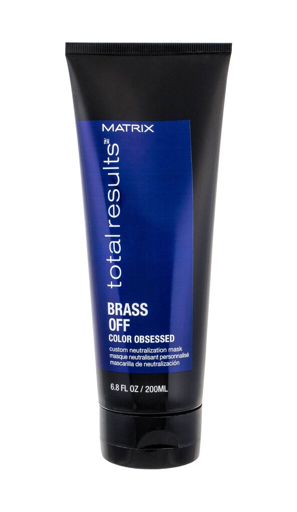 Geltoną toną neutralizuojanti kaukė šviesiems plaukams Matrix Total Results Brass Off 200 ml цена и информация | Priemonės plaukų stiprinimui | pigu.lt