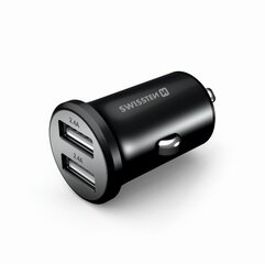 Swissten Metal Премиум Автомобильная зарядка 2 x USB / 4.8A Черная цена и информация | Зарядные устройства для телефонов | pigu.lt