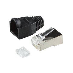  LogiLink Wtyki RJ45 CAT.6 100szt. ekranowane z osłoną, czarne-MP0022 kaina ir informacija | Adapteriai, USB šakotuvai | pigu.lt