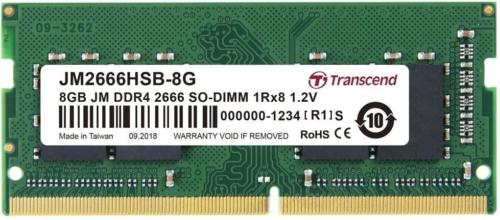 Transcend SODIMM DDR4 8GB, 2400MHz (JM2666HSB-8G) kaina ir informacija | Operatyvioji atmintis (RAM) | pigu.lt