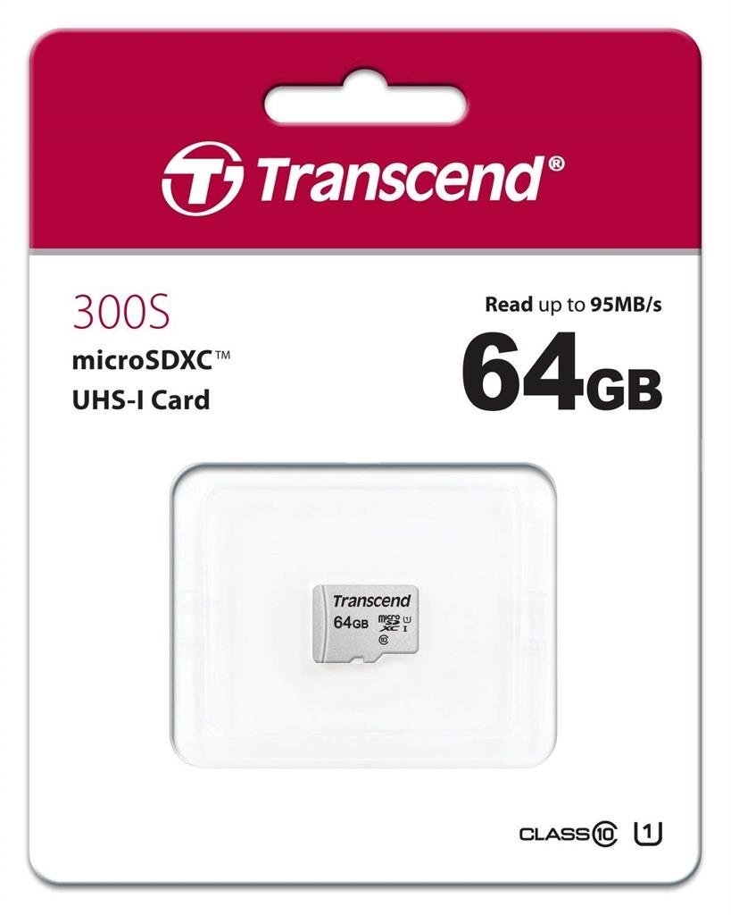 Transcend TS64GUSD300S-A kaina ir informacija | Atminties kortelės telefonams | pigu.lt