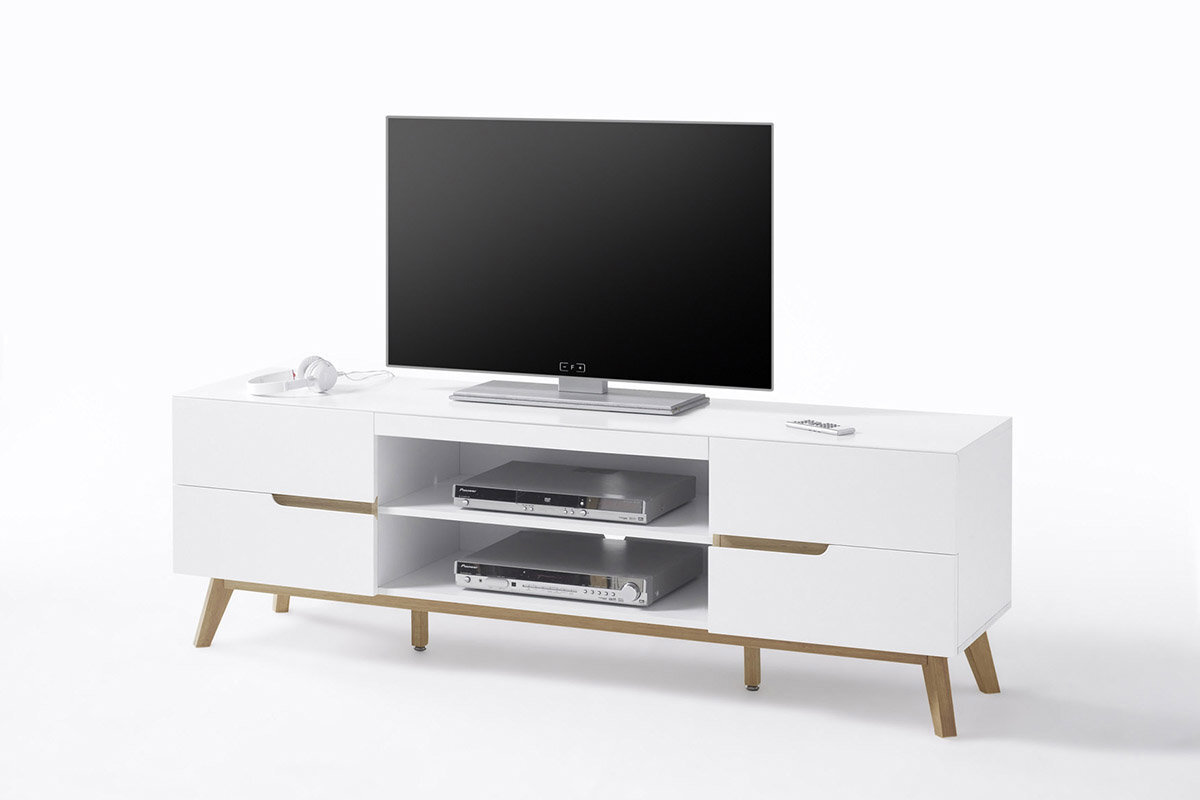 TV staliukas Cervo, baltos/ąžuolo spalvos kaina ir informacija | TV staliukai | pigu.lt