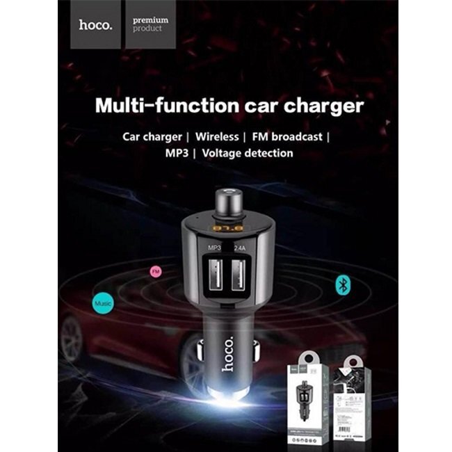 FM siųstuvas / moduliatorius Hoco E19 Bluetooth FM transmitter 2 x USB 2.4 A metalinis pilkas kaina ir informacija | FM moduliatoriai | pigu.lt