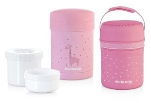Maisto termosas Miniland, 700 ml, su dvejais indeliais, rožinis kaina ir informacija | Miniland Prekės mamoms | pigu.lt