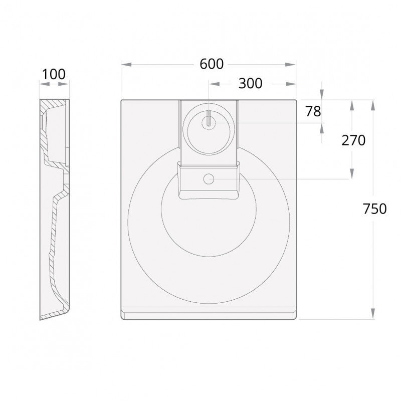 Praustuvas PAA Claro Grande 60x75 cm, montuojamas ant skalbyklės kaina ir informacija | Praustuvai | pigu.lt
