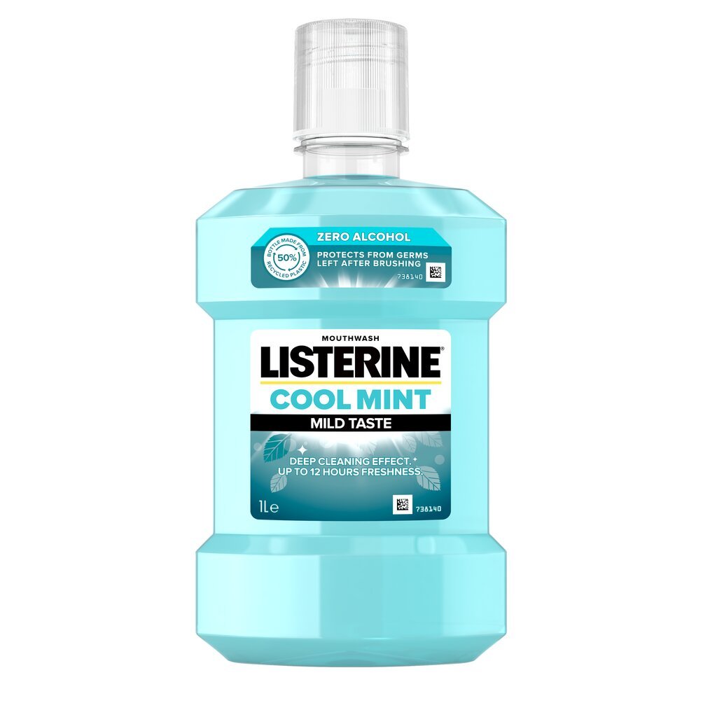 LISTERINE® COOL MINT MILD TASTE BURNOS SKALAVIMO SKYSTIS BE ALKOHOLIO, 1000 ml kaina ir informacija | Dantų šepetėliai, pastos | pigu.lt