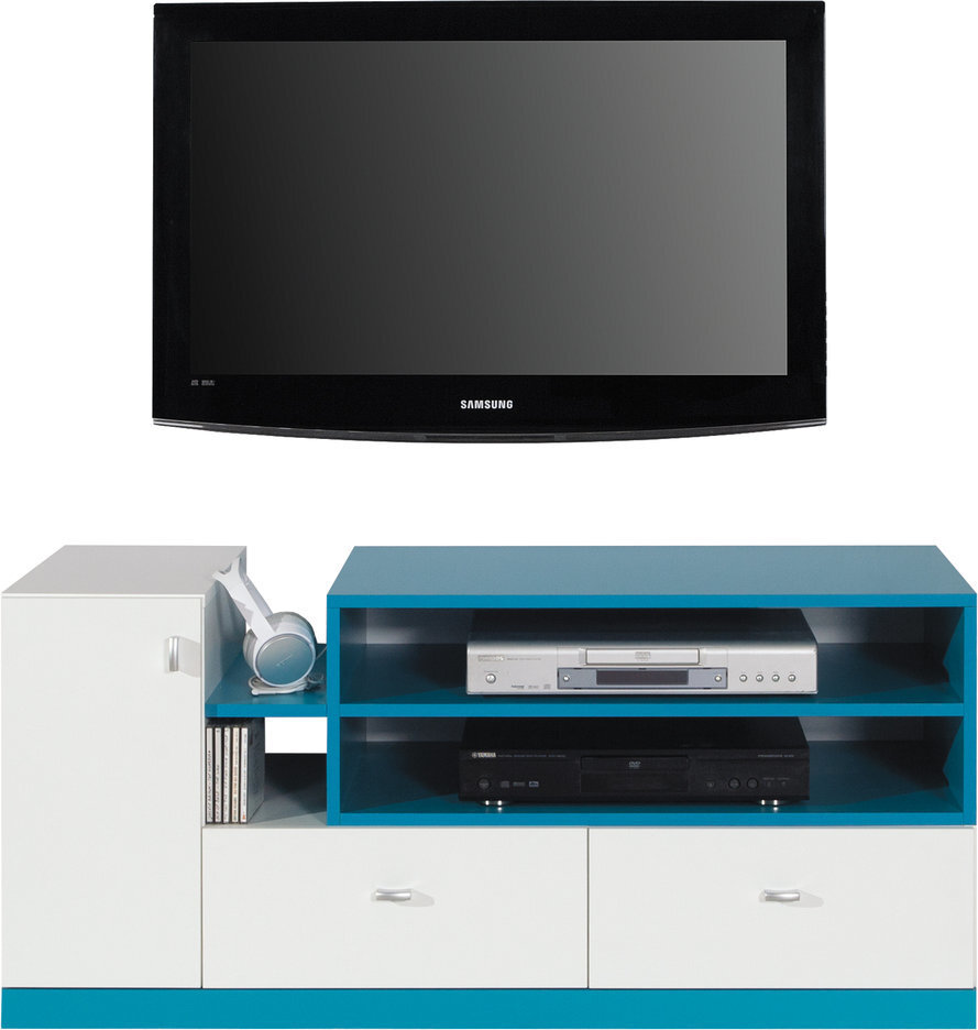 TV stalliukas Mobi 12, baltas/mėlynas kaina ir informacija | TV staliukai | pigu.lt