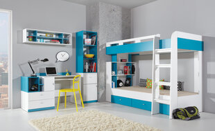 Naktinė spintelė Mobi 17, balta/mėlyna kaina ir informacija | Meblar Vaiko kambario baldai | pigu.lt