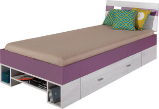 Lova Next 19, 200x90 cm, balta/violetinė kaina ir informacija | Vaikiškos lovos | pigu.lt