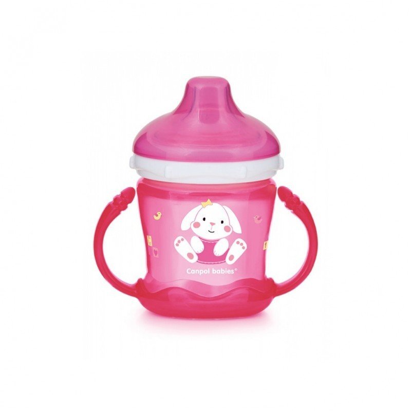 Neišsiliejantis puodelis Canpol Babies Sweet fun, 180 ml, 57/300 pink цена и информация | Buteliukai kūdikiams ir jų priedai | pigu.lt