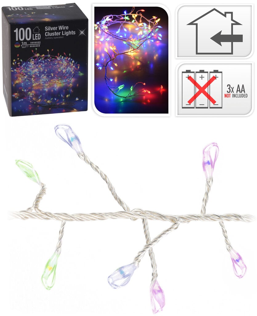 Kalėdinė šviečianti girlianda, 100 LED kaina ir informacija | Girliandos | pigu.lt
