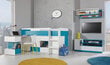 Lova su rašomuoju stalu Mobi 21, 90x200 cm, balta/mėlyna kaina ir informacija | Vaikiškos lovos | pigu.lt
