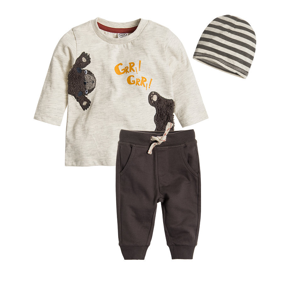 Cool Club rinkinys: marškinėliai ilgomis rankovėmis, sportinės kelnės ir kepurė berniukams, CCB1702990-00 kaina ir informacija | Komplektai kūdikiams | pigu.lt