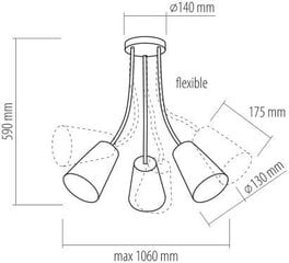 Потолочный светильник TK Lighting Wire White 3 цена и информация | Потолочные светильники | pigu.lt