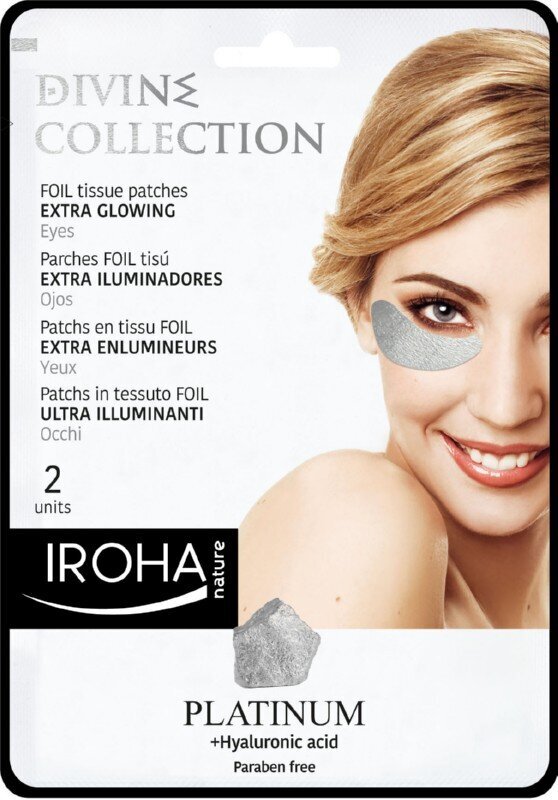 Tvirtinamoji paakių kaukė su platina, hialiurono rūgštimi ir vitaminu C Iroha Divine Collection Foil Tissue Extra Glowing, 2 vnt. цена и информация | Veido kaukės, paakių kaukės | pigu.lt