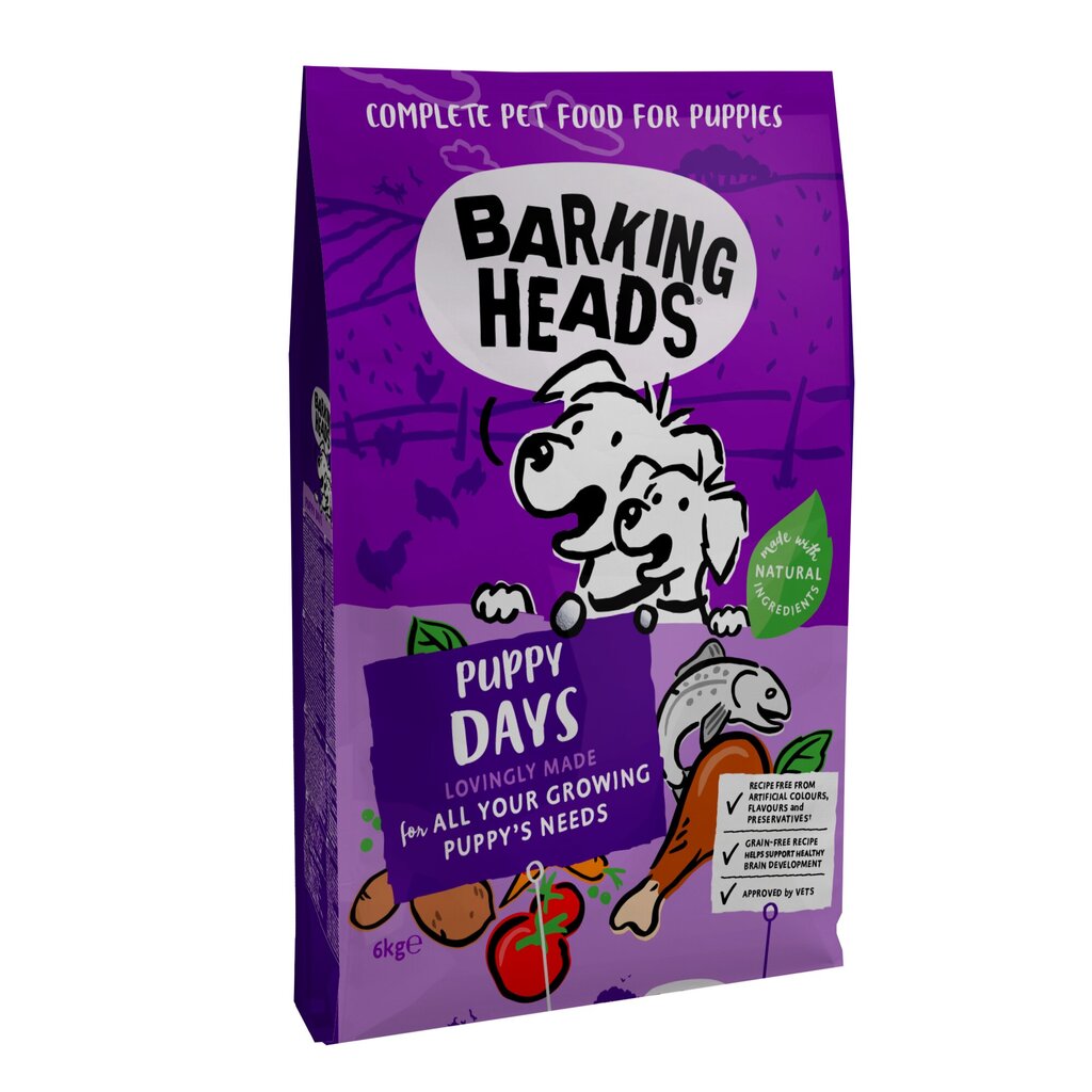 Barking heads augantiems šuniukams su vištiena ir lašiša Puppy Days, 6kg kaina ir informacija | Sausas maistas šunims | pigu.lt