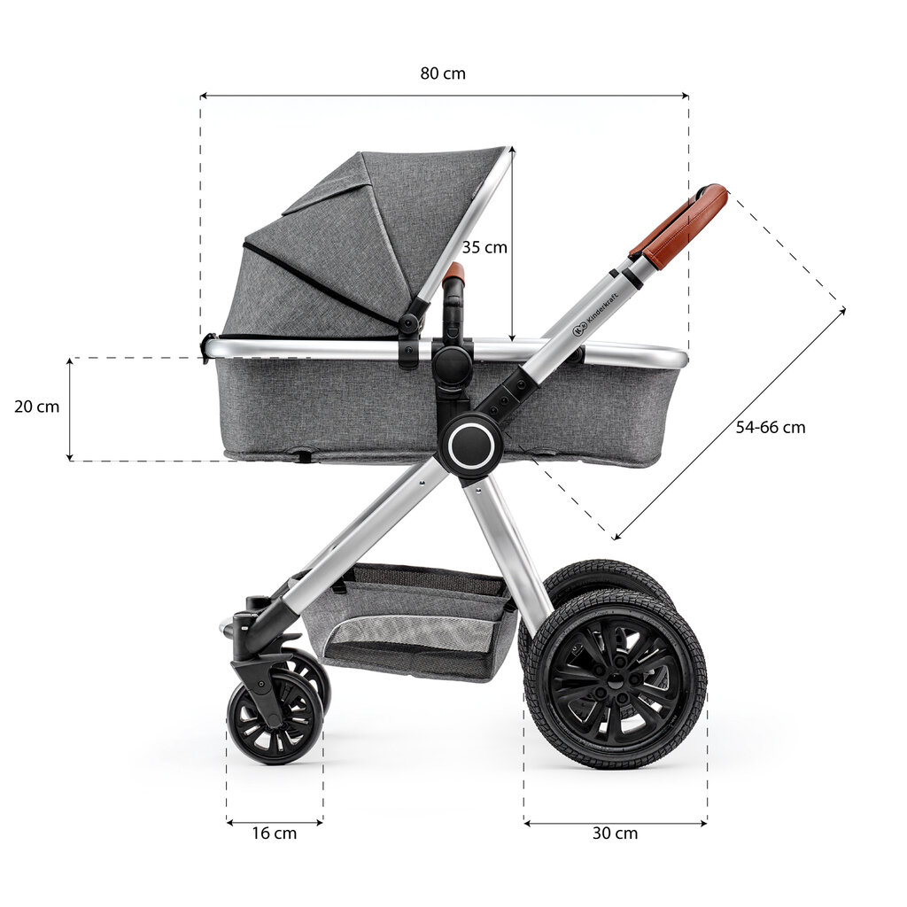 Universalus vežimėlis Kinderkraft VEO 3in1, grey цена и информация | Vežimėliai | pigu.lt